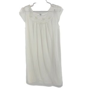 Vintage 70s Penneys Gaymode nightgown white chiffon style embroidered ruffle 34